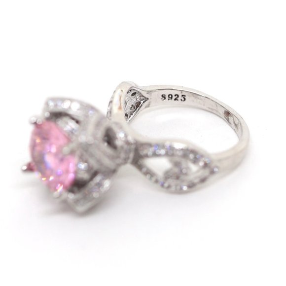 SterlIng Silver Queens Crown Pink Topaz Ring - Picture 6 of 6